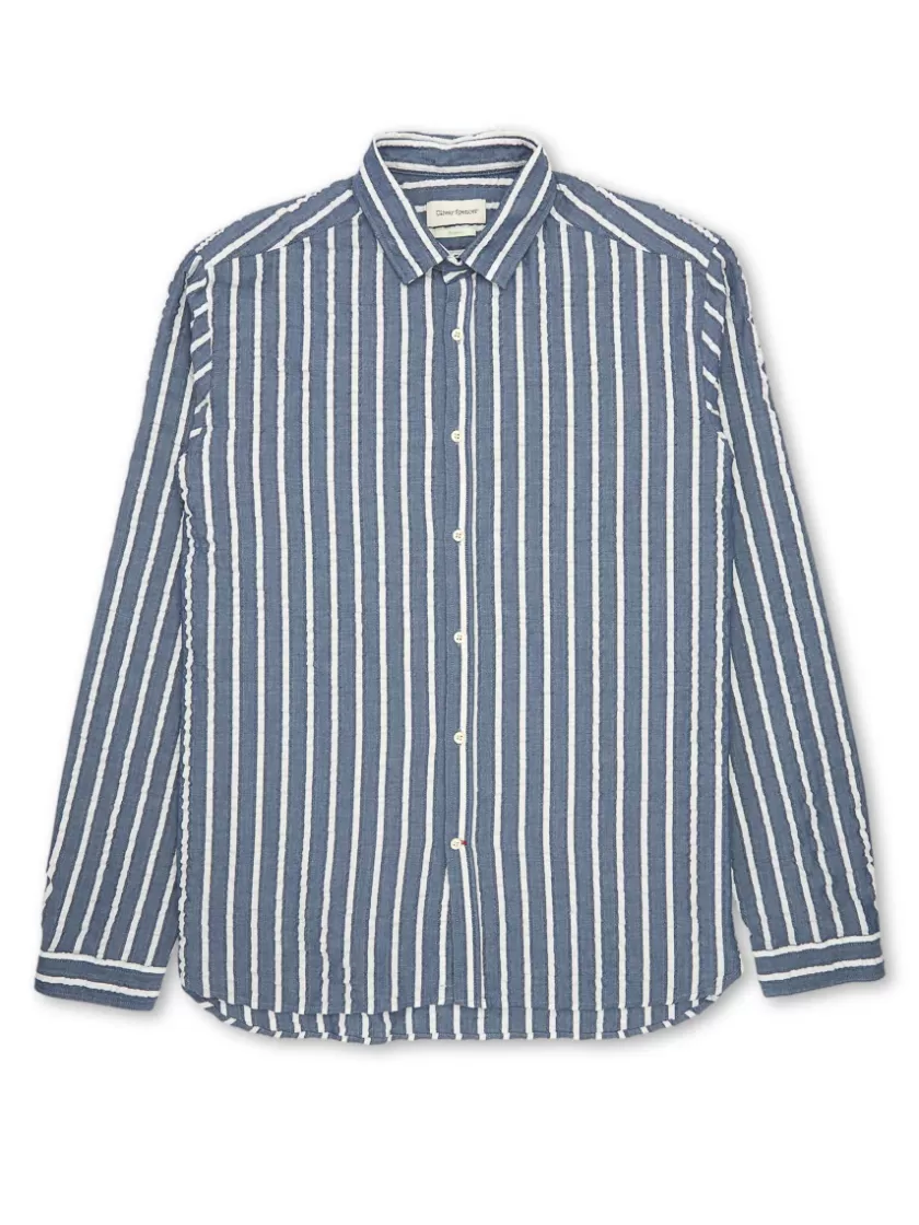 Oliver Spencer Clerkenwell Tab Shirt Pool Navy Cheap