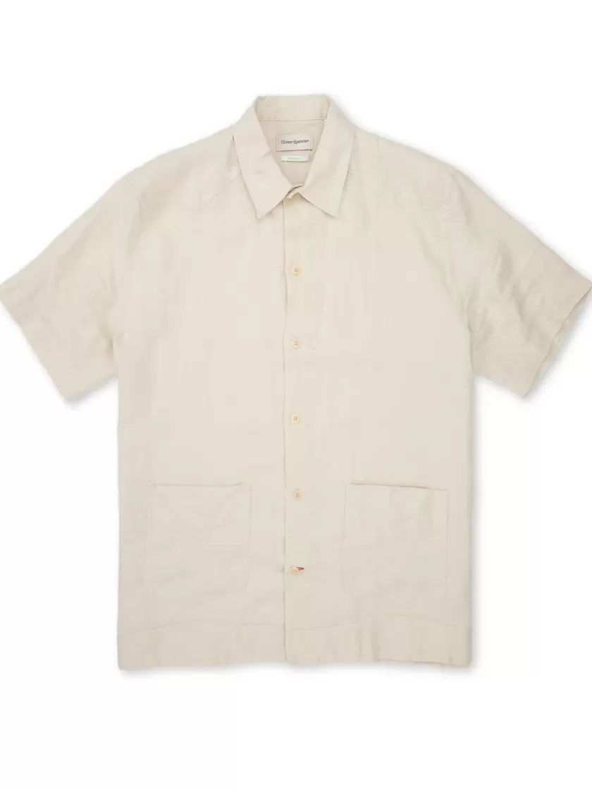 Oliver Spencer Cuban Short Sleeve Shirt Bridford Beige Shop