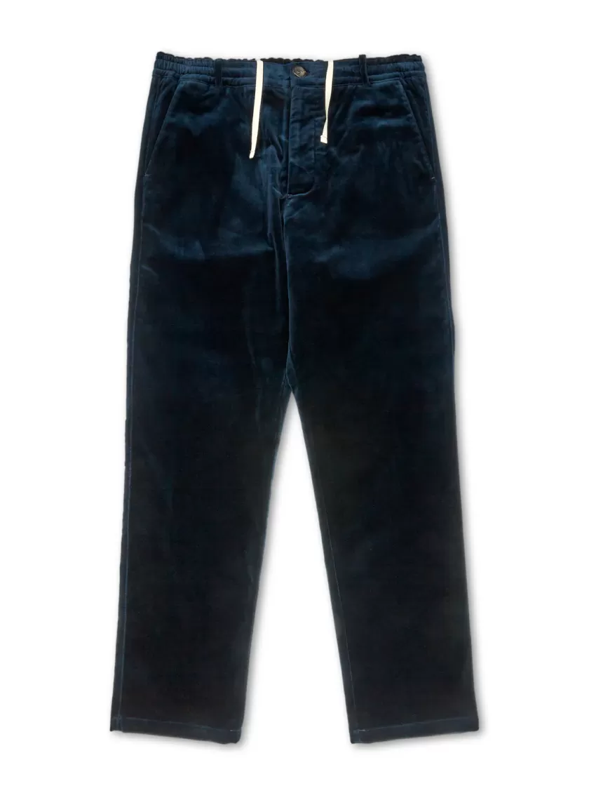 Oliver Spencer Drawstring Trousers Velvet Sapphire Blue Outlet