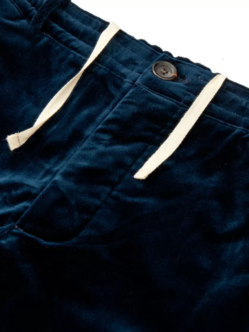Oliver Spencer Drawstring Trousers Velvet Sapphire Blue Outlet