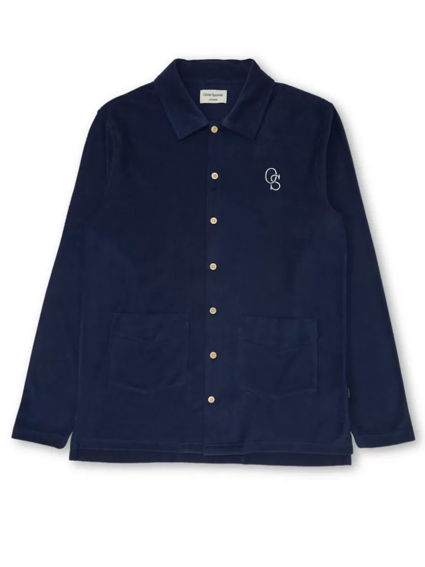 Oliver Spencer House Long Sleeve Jersey Shirt Ashbourne Navy Store