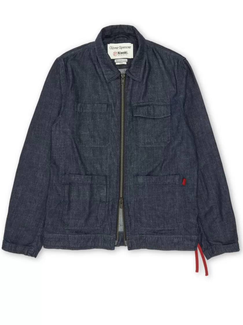 Oliver Spencer X Niwaki Hortus Gardening Jacket Mullins Denim Indigo Rinse New