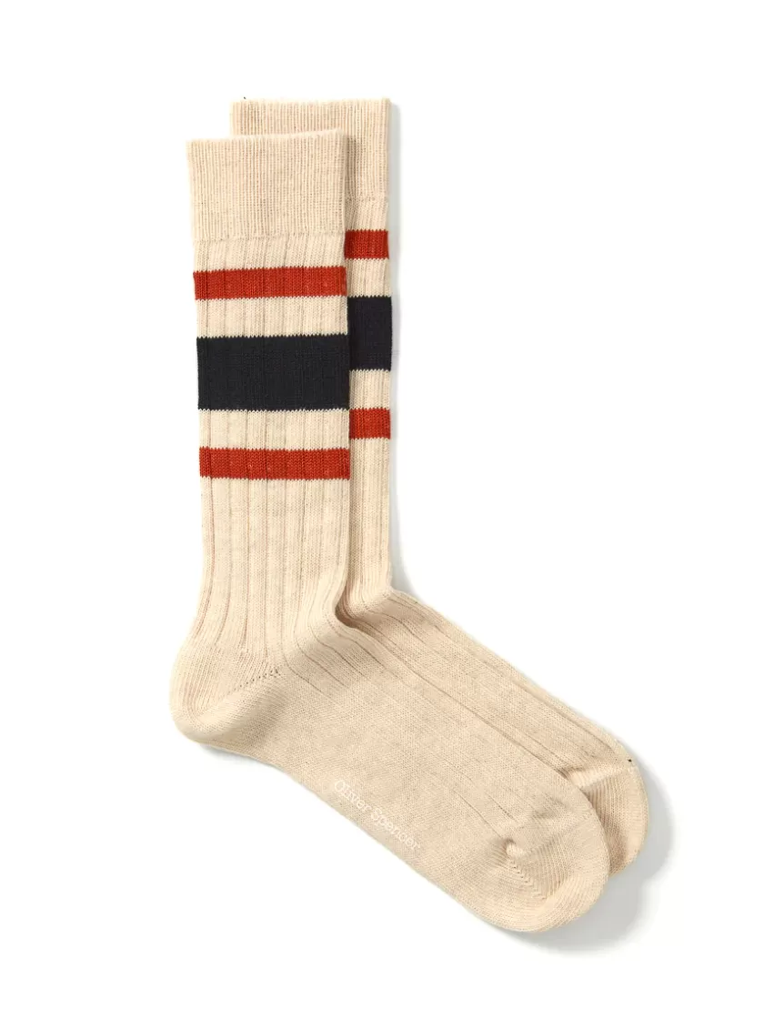 Oliver Spencer Polperro Socks Albion Cream/Navy Best Sale
