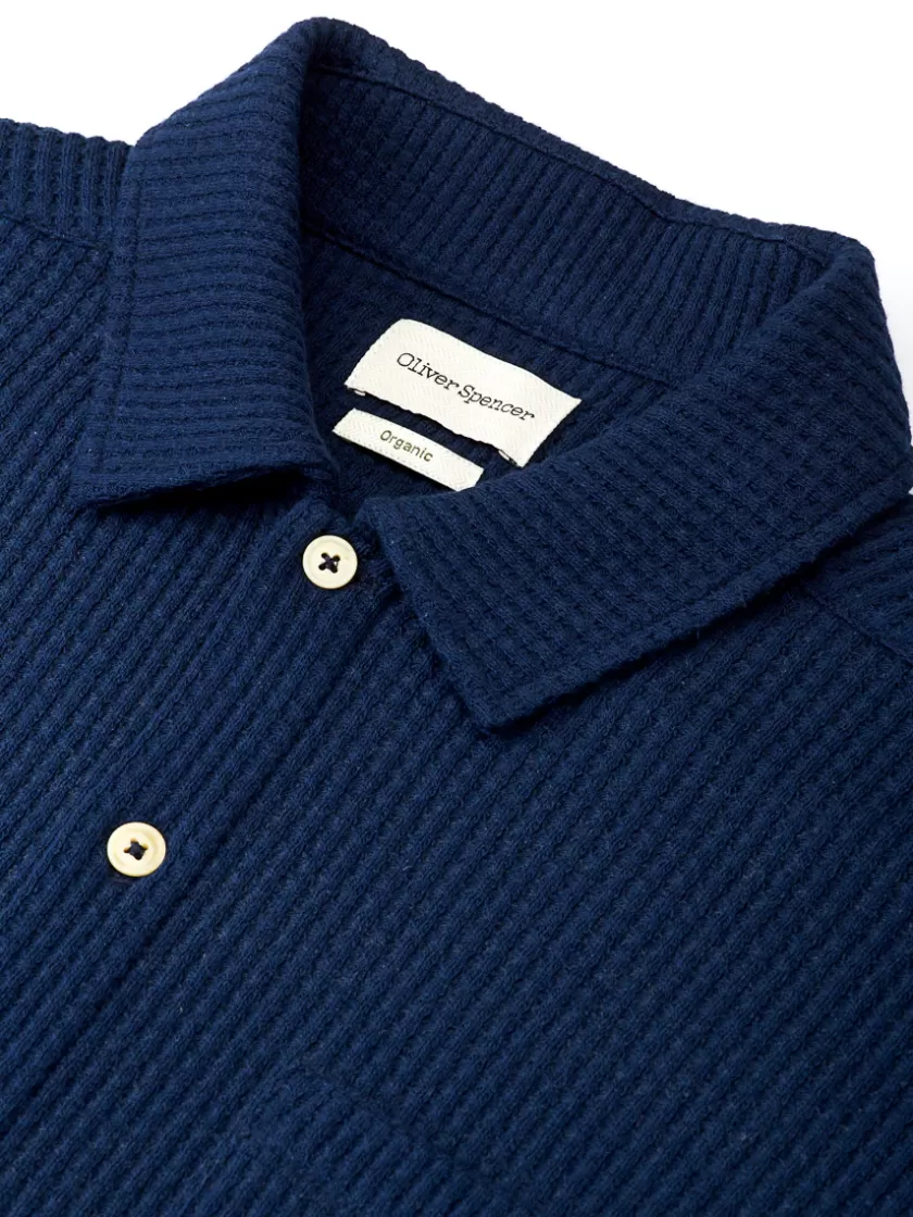 Oliver Spencer Riviera Short Sleeve Jersey Shirt Morval Navy Fashion